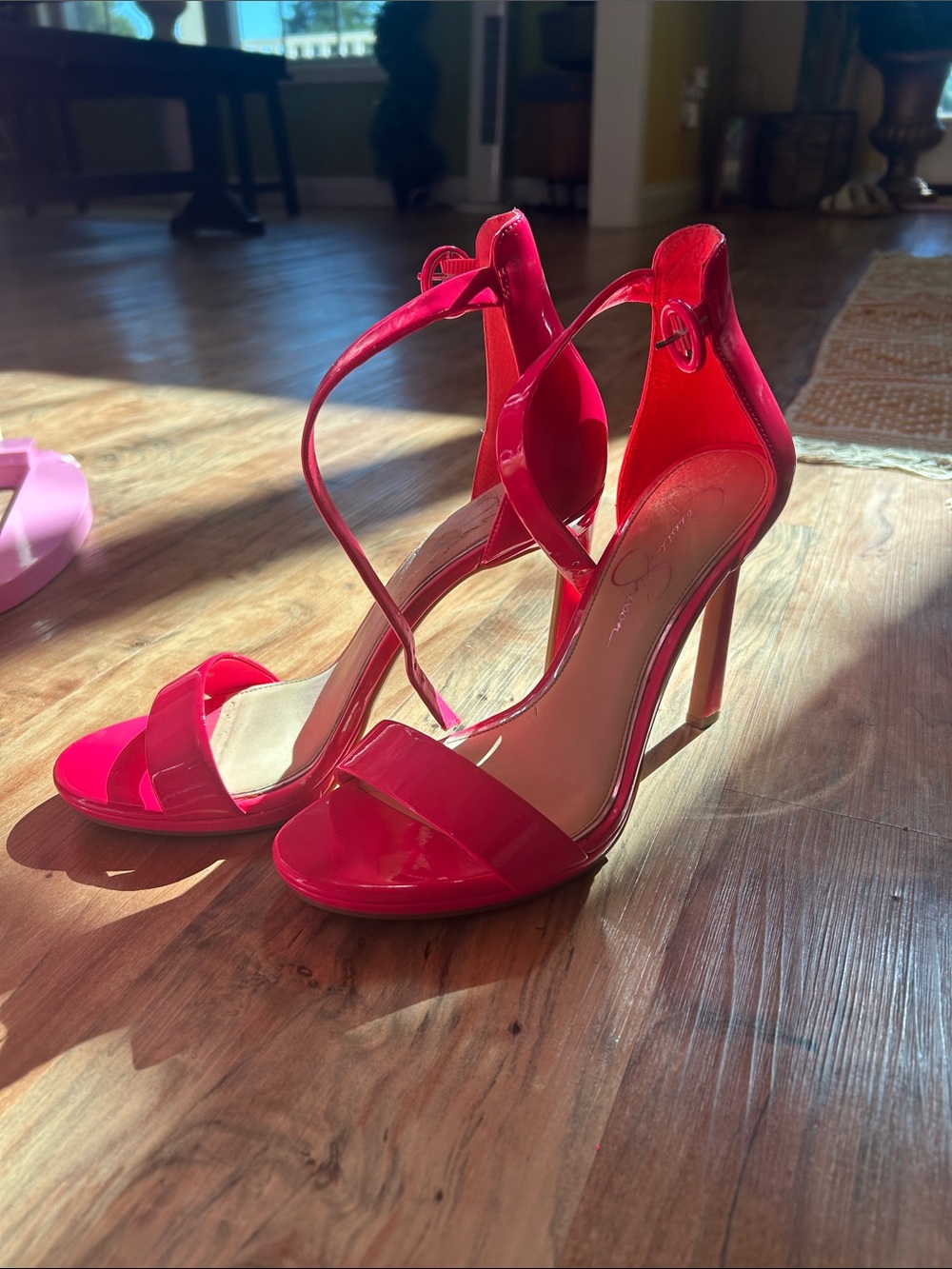 Jessica Simpson Hot Pink Patent Strappy Stiletto Heels
